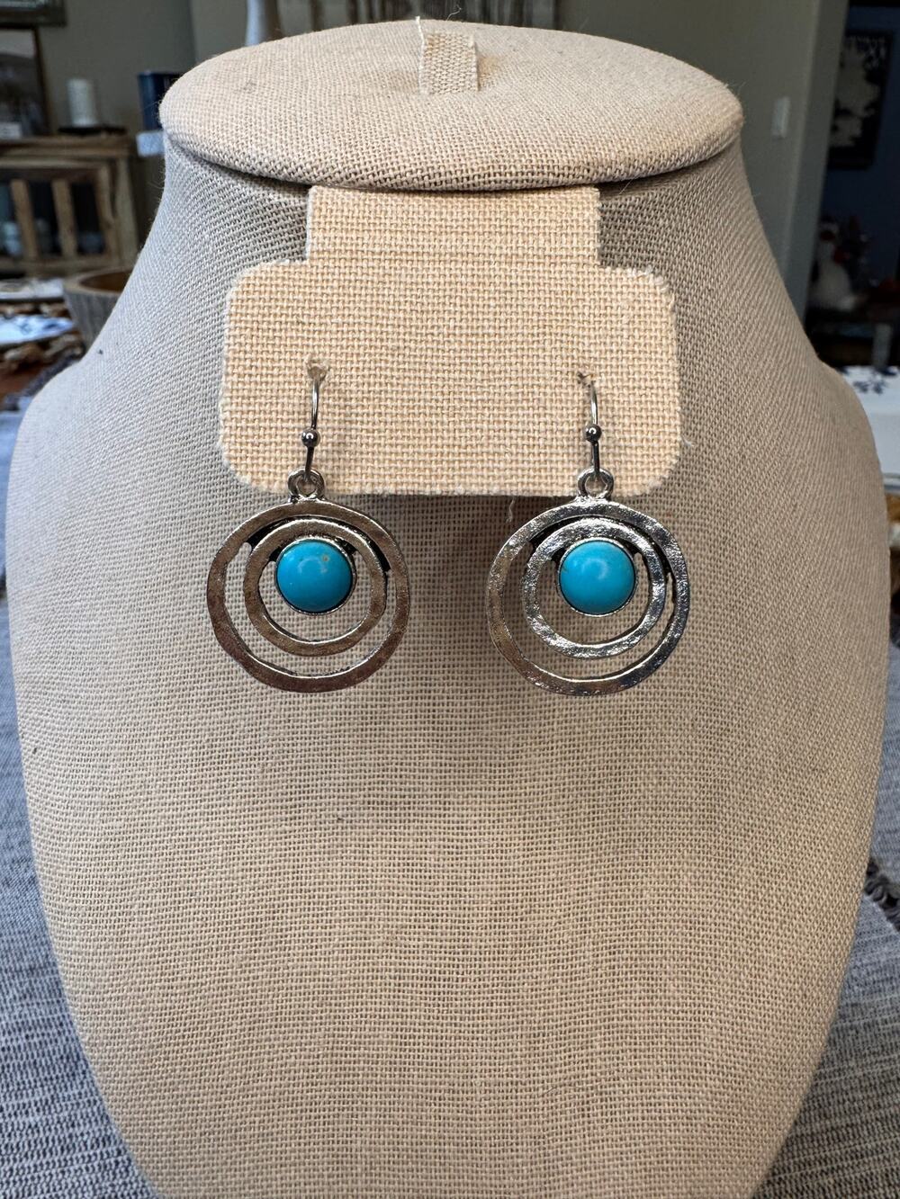 Silver Turquoise Earrings Turquoise Accessories Silver Earrings Boho
